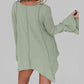 Tanja Green Ribbed Expose Seam Bell Sleeve Top