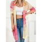 Janece Pink Ribbed Short Sleeve Ombre Eyelet Knitted Cardigan