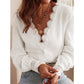 Kathi White Lace Crochet Trim Deep V Neck Textured Blouse