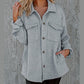 Josie Grey Retro Quilted Flap Pocket Button Shacket