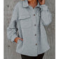 Josie Grey Retro Quilted Flap Pocket Button Shacket