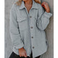 Josie Grey Retro Quilted Flap Pocket Button Shacket