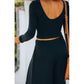 Ruth Black Black Solid Color Ribbed Crop Top Long Pants Set