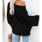 Jorgie Black Exposed Seam Ribbed Knit Dolman Top