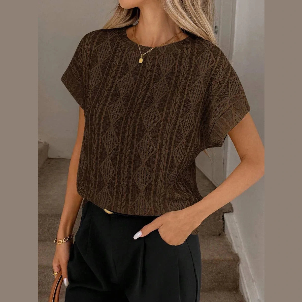 Ana-Lei Chestnut Breeze Textured Top