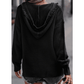 REDUCED!!!  Martina Black V Neck Ribbed Drop Shoulder Hooded Sweater  REDUCED!!!