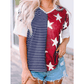 Liberty Blue Stripe Star Print Knit Short Sleeves Top