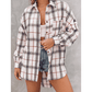 Ridley White Oversized Plaid Pattern Shacket with Slits
