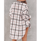 Ridley White Oversized Plaid Pattern Shacket with Slits