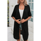 Lulla Black Dolman Half Sleeve Pocketed Long Cardigan