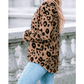 Cambree Leopard Split Joint V Neck Long Sleeve Top