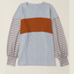 Jadis Grey Colorblock Striped Bishop Sleeve Top