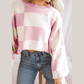 Maryam Pink Checkered Bishop Sleeve Sweater