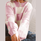 Maryam Pink Checkered Bishop Sleeve Sweater