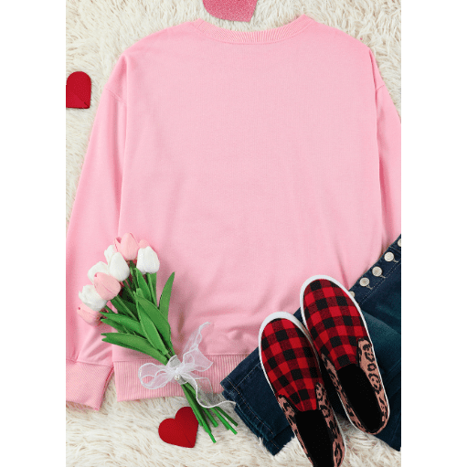 RTS Pink BE MINE Puff Graphic Pullover Sweatshirt