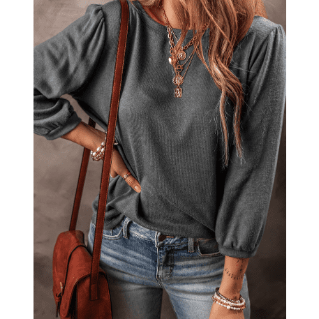 Wilfred Grey 3/4 Sleeve Round Neck Top