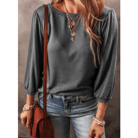 Wilfred Grey 3/4 Sleeve Round Neck Top