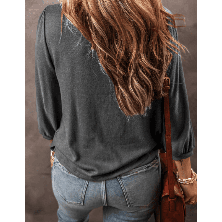 Wilfred Grey 3/4 Sleeve Round Neck Top