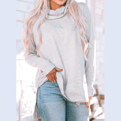 Karrie Grey Cowl Neck Shift Tunic Top