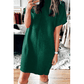 Charity Green Patch Pocket Ribbed Knit Short Sleeve Sweater Dress