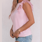 SALE!!!  Freya Pink Sequined Ruffle Mesh Sleeve Top  SALE!!!