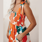 Annalynne Orange Floral Self Tied Straps Smocked Bust Maxi Dress