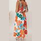 Annalynne Orange Floral Self Tied Straps Smocked Bust Maxi Dress