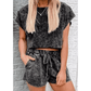 RTS Cammie Black Acid Washed Short Lounge Set