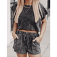 RTS Cammie Black Acid Washed Short Lounge Set