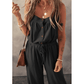 REDUCED!!! Jaslyn Black Knotted Straps Button Textured Drawstring Jumpsuit REDUCED!!!