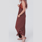 Renee Red Stripe Side Pocket Spaghetti Straps Maxi Dress