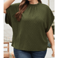 Shanna Moss Green PLUS SIZE Swiss Dot Mock Neck Tied Nape Top