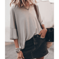 Reyna Grey Oversized Flowy Dropped Shoulder T-shirt