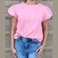 Rashell Pink Textured Puff Sleeve T Shirt