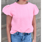 Rashell Pink Textured Puff Sleeve T Shirt