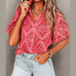 Brynleigh Floral Print Wide Short Sleeve Loose Shirt