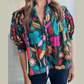 Robbin Floral Print Puff Sleeve Tied V Neck Blouse