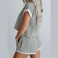 Brixley White Stripe Contrast Edge Tee and Shorts Set