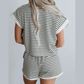 Brixley White Stripe Contrast Edge Tee and Shorts Set
