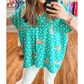 REDUCED!!!  Lilian Green Cheetah Print V Neck Short Sleeve PLUS SIZE Top. REDUCED!!!