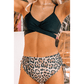 Raylan Black Crossed Tie Back Leopard Bikini Swimsuit