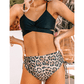 Raylan Black Crossed Tie Back Leopard Bikini Swimsuit