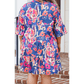 Addison Blue PLUS SIZE Floral Print Ruffled 3/4 Sleeve Mini Dress