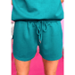 Emberly Teal Textured Ruffle Split Top and Drawstring Shorts