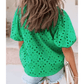 Jocelyn Green Flower Embroidered Hollow-out Puff Sleeve Blouse