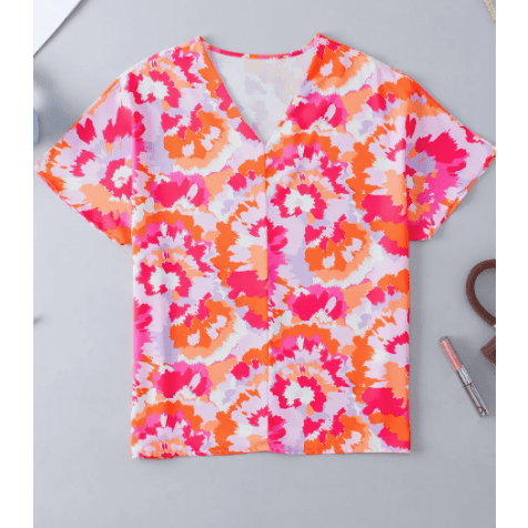 Lulu Abstract Print V Neck Summer Blouse