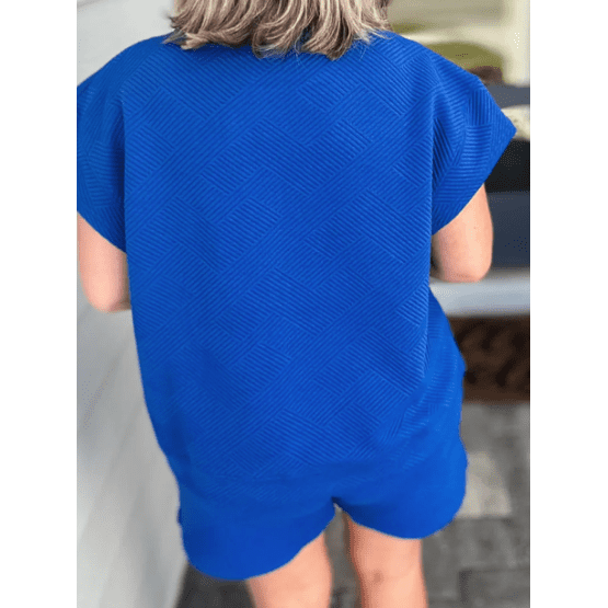 REDUCED!!!  Blithe Dark Blue PLUS SIZE Fashion Textured Short 2 Pc. Outfit REDUCED!!!