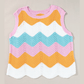 Thessy Multicolour Striped Colorblock Scalloped Hem Knitted Tank