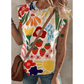 Marsha Flower Print Round Neck Cap Sleeve T Shirt