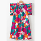 Cher Multicolour Floral Tie Split Neck Flutter Sleeve Mini Dress